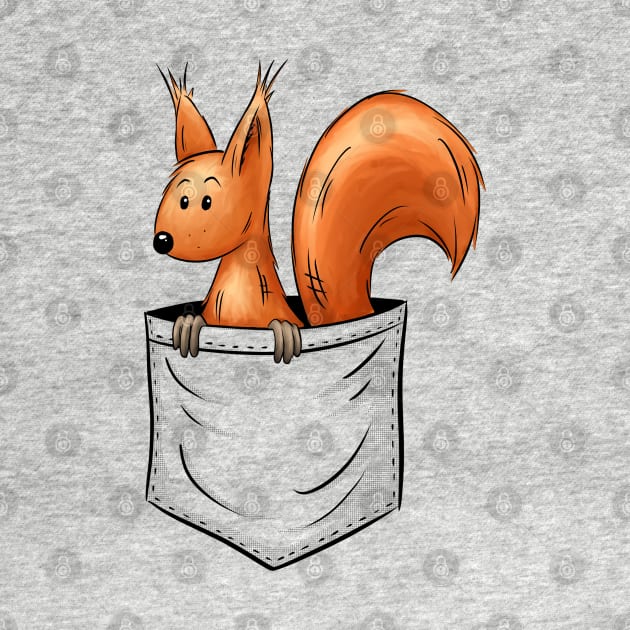Wildlife Funny Cute Red Squirrel In Your Pocket by SkizzenMonster